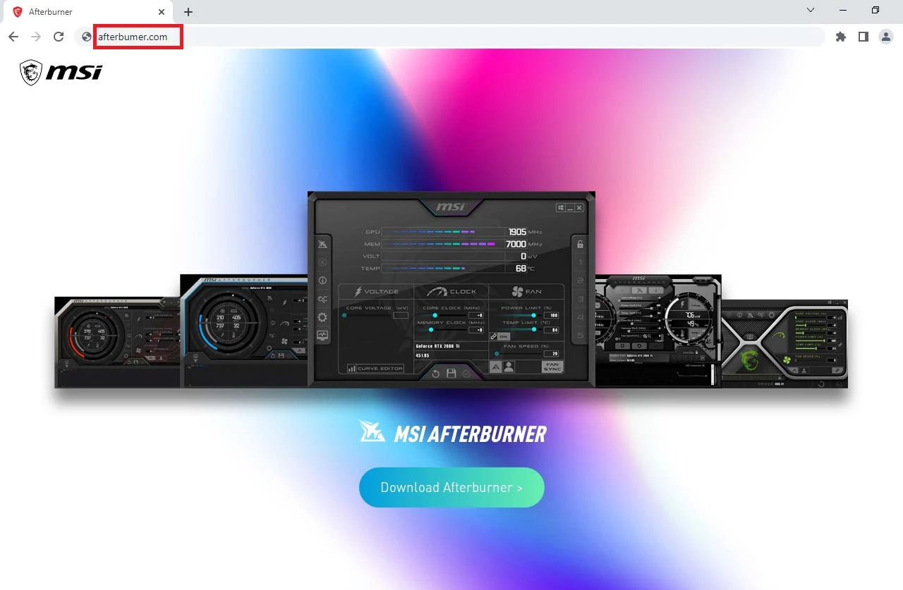 Fake MSI Afterburner website