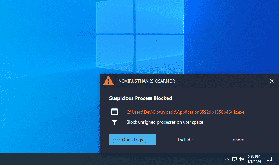 Lic.exe Malware Blocked